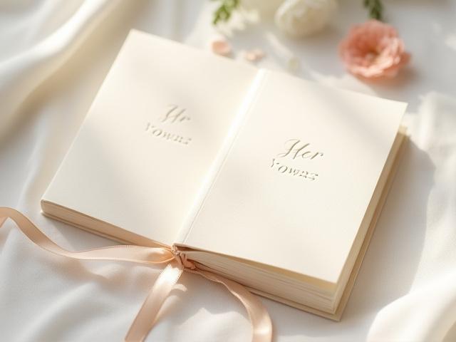 Set of wedding vow books with letterpress details on cotton paper