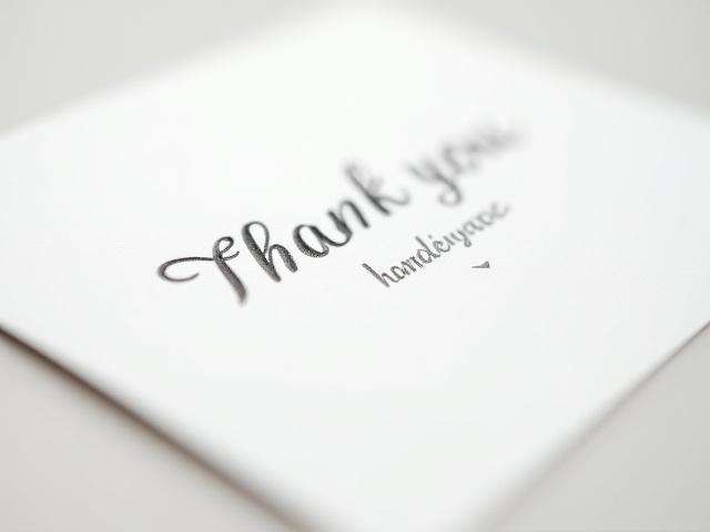 Letterpress greeting card with 'Thank You' in elegant script, featuring a tactile impression.